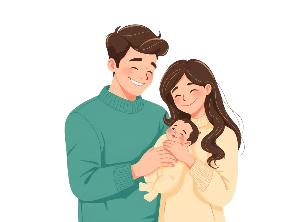 Familie mit Kind in ruhiger Alltagsszene